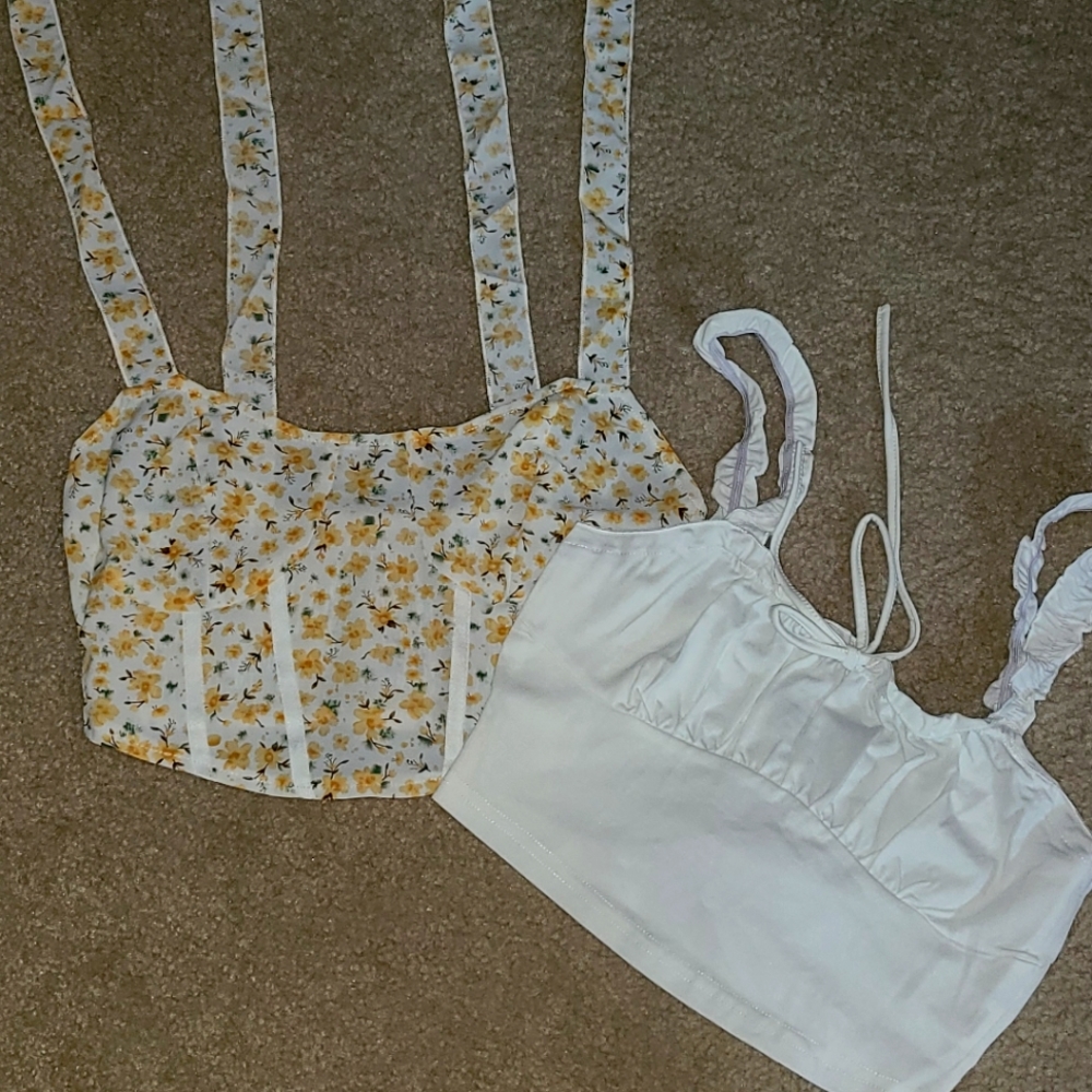 Free w/ Purchace Shein summer crop tops small yellow white boho festival Miami